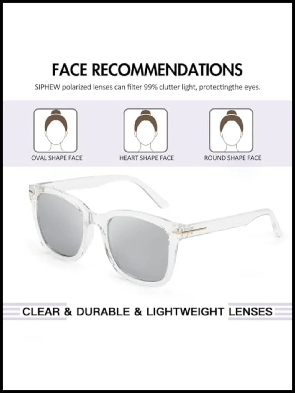 Polarized UV400 Square Sunglasses Oversized Frame